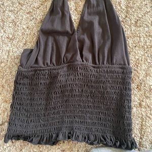 grey american eagle shirred halter top